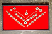 Vintage TAXCO Sterling Silver Hibiscus Flower Jewelry, Bib Necklace, Necklace Pendant, Link Bracelets, Flower Stud Earrings, C-11 MEXICO 925