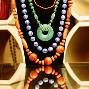 Vintage Chunky Bead Necklaces, Hand-Cut Coral Beads, Chinese Blue & White Porcelain Beads, Green Aventurine Necklace, Faux Coral Necklace