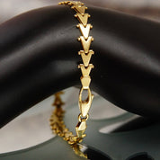 Vintage Modernist Italian 14K Gold Polished V-Link Bracelet, Chevron/Riccio Style, 5mm V-Links, Sleek Sophisticated, 585 Bracelet, 7 1/2" L
