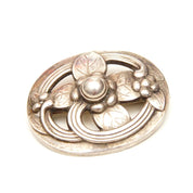 Vintage GEORG JENSEN Sterling Silver Flower Brooch No. 138, Art Nouveau Style, Sterling Denmark, Oval Floral Sash Pin, Soft Patina, 4cm