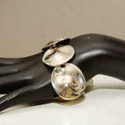 Vintage Abstract Modernist Chunky Silver Link Bracelet, Articulated Liquid Metal Bracelet, Graduated Links, Funky Jewelry, 8"-8 1/2" L