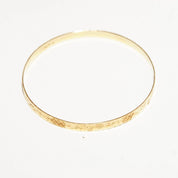 14K Flower Bangle Bracelet, Diamond-Cut Designs & Floral Motifs, Solid Yellow Gold Bangle, 5mm Wide, Stacking Bracelet
