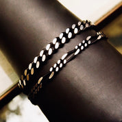 Vintage Black Oxidized & Polished Sterling Silver Chains, 4.75mm Figaro Link Necklace/Bracelet, 6.5mm Curb Link Bracelet, Industrial/Punk,