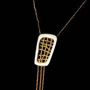 Vintage Abstract Modernist Sterling Silver Gold Wire Tassel Pendant Necklace, 16 1/2" L