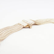 Vintage 900 Silver Festoon Necklace, 6-Strand Foxtail Chain Station Necklace, Floral Link Embellishments, Statement Necklace, 16 1/2" Long