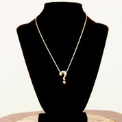 Vintage MINAS 925 Question Mark Necklace, Polished Sterling Silver Question Symbol Pendant, 1mm Boston Link Chain, Cute Choker, 16 1/4" L