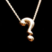 Vintage MINAS 925 Question Mark Necklace, Polished Sterling Silver Question Symbol Pendant, 1mm Boston Link Chain, Cute Choker, 16 1/4" L