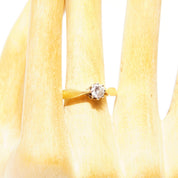 14K Brilliant Diamond Solitaire Ring, Pinched Yellow Gold Shank, .25 CT Diamond Engagement Ring, Size 6 1/4 US