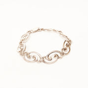 Vintage WRE Sterling Silver Scroll Link Bracelet, W.E Richards, Embellished Silver Bracelet, Art Deco/Nouveau Style, 925 Jewelry, 7 1/4" L