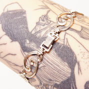 Vintage WRE Sterling Silver Scroll Link Bracelet, W.E Richards, Embellished Silver Bracelet, Art Deco/Nouveau Style, 925 Jewelry, 7 1/4" L