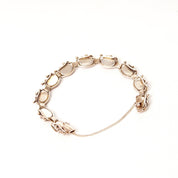 Vintage Sterling Silver Amber Link Bracelet, 10 Gorgeous Amber Cabochons W/ Inclusions, Vine Embellishments, Bohemian 925 Jewelry, 7" L
