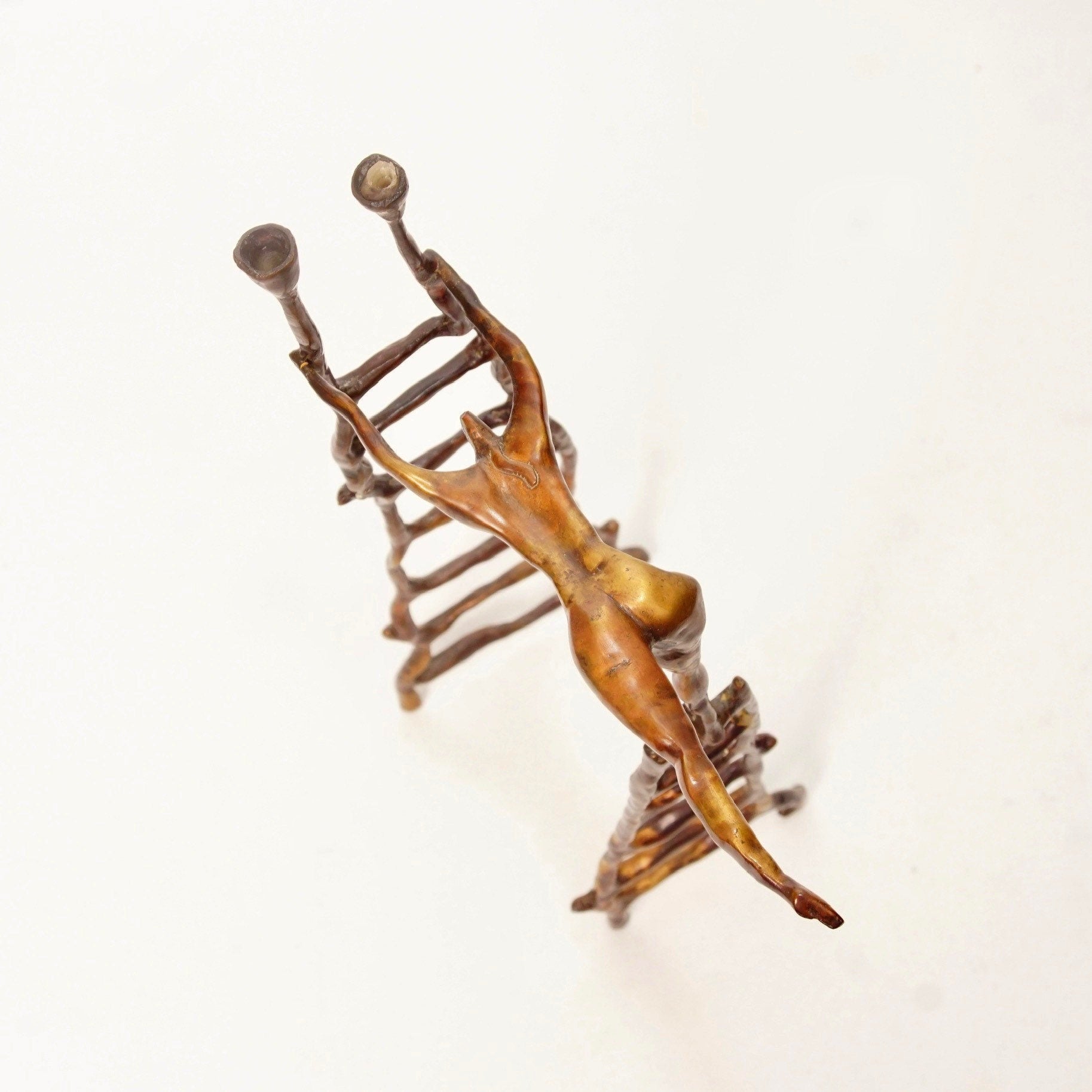 Vintage Abstract Modernist Bronze Nude Figural State/Candle Holder,