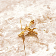 Vintage 14K White & Yellow Gold Diamond Dragonfly Brooch Pin, 10-Diamond Pave, Filigree Wings, Hinged Necklace Loops, 585 Jewelry, 1 1/8" W