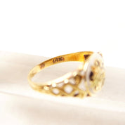 14K Enamel Order Of The Eastern Star Ring In Yellow Gold, F.A.T.A.L Women's Masonic Ring, Size 5 1/4 US