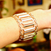 Vintage TONE VIGELAND Modernist Sterling Silver Closed Cuff Bracelet, Industrial Silver Link Bracelet, Wide, Norway 925S Bracelet, 6.9" L