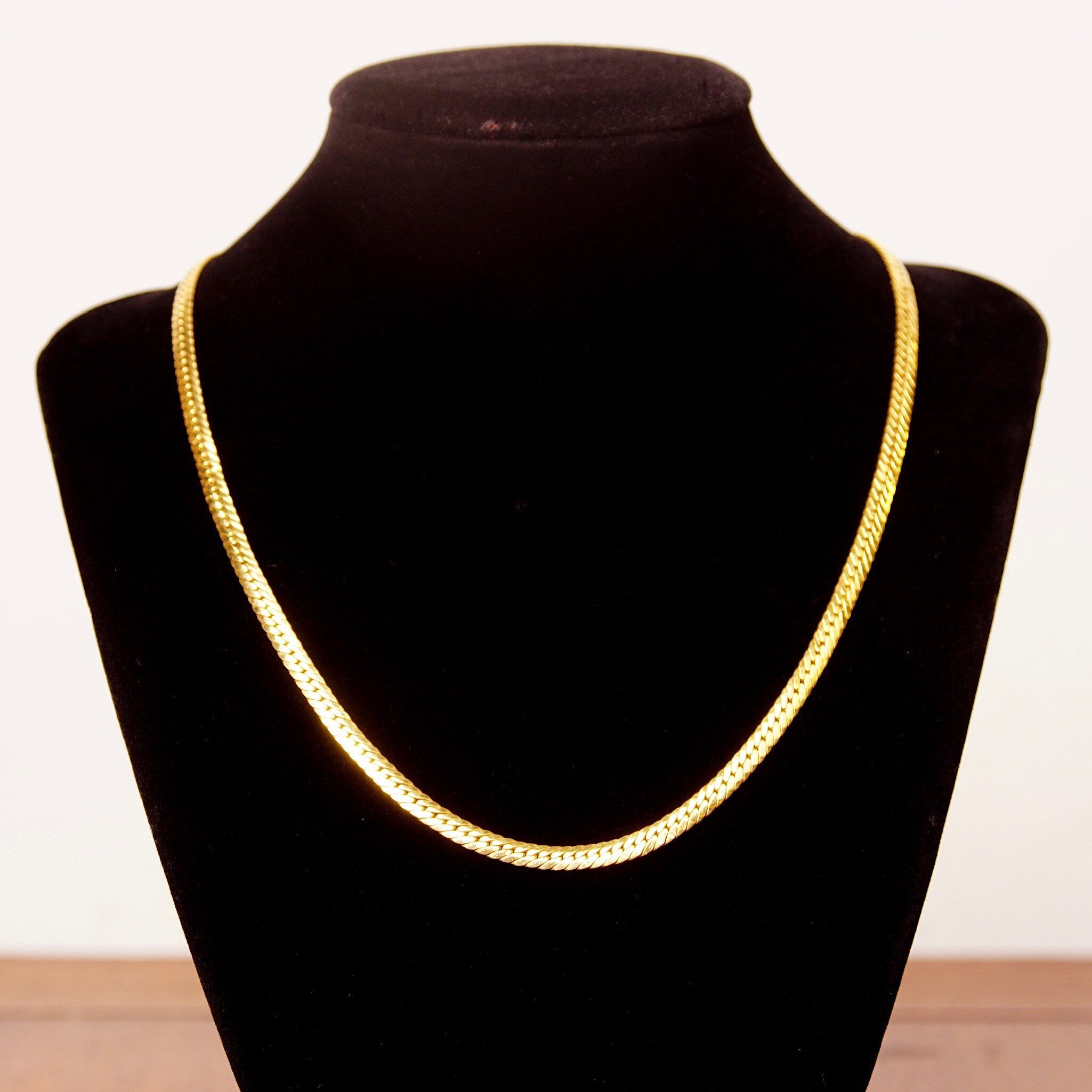 Vintage Hallmarked 18K Gold Herringbone Chain, BREV 172 AR 750, Unisex Yellow Gold Chain, 4mm Solid Gold Chain, 18" Long