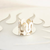 Vintage Bohemian Modernist Sterling Silver Squiggle Ring, 15mm Silver Band Ring, Unisex, Stackable 925 Rings, Size 10 US