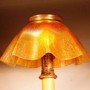 Signed TIFFANY Louis Comfort Favrile Iridescent Glass Candle Lamp LCT Working Condition, 12 1/2" Tall