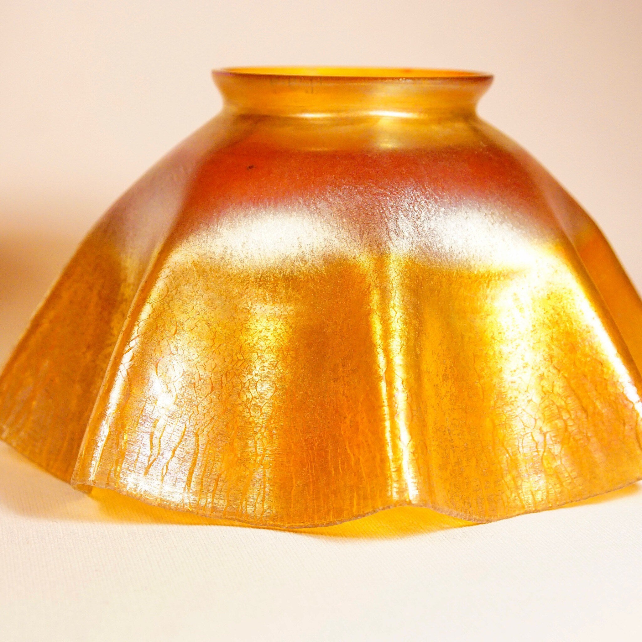 Signed TIFFANY Louis Comfort Favrile Iridescent Glass Candle Lamp LCT Working Condition, 12 1/2" Tall