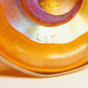 Signed TIFFANY Louis Comfort Favrile Iridescent Glass Candle Lamp LCT Working Condition, 12 1/2" Tall