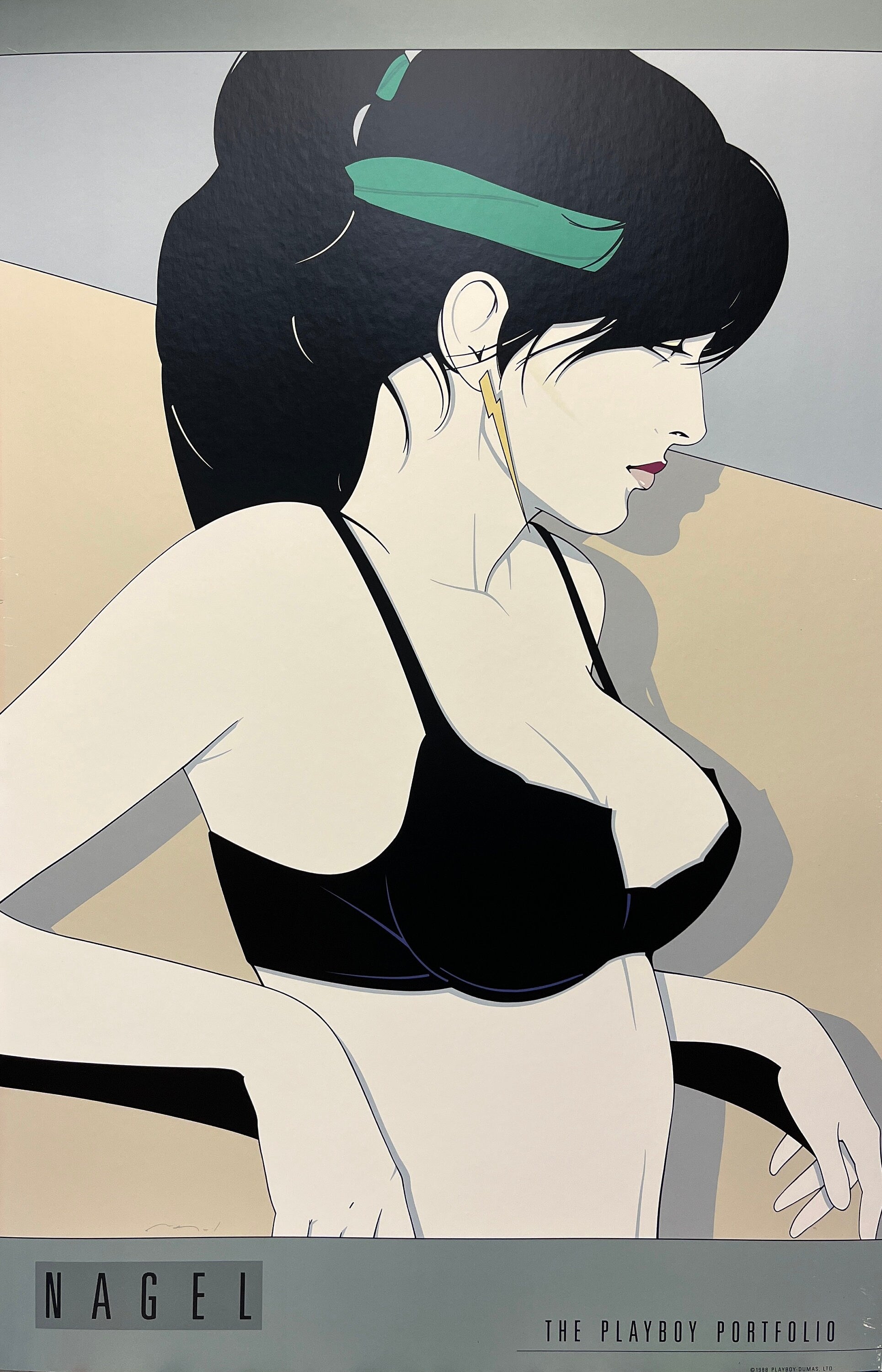 1988 Patrick Nagel The Playboy Portfolio Framed Serigraph Painting Print, Pop Art Style Illustration Of Undressed Woman, 36.25" H x 24" W