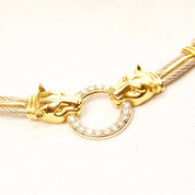 14K Diamond Panther Knocker Collar Necklace, Diamond Encrusted Pendant & Chain, 1.56 TCW, Solid 585 Gold, 16 1/4" L
