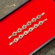 Vintage TAXCO Sterling Silver Hibiscus Flower Jewelry, Bib Necklace, Necklace Pendant, Link Bracelets, Flower Stud Earrings, C-11 MEXICO 925