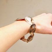 Vintage Abstract Modernist Chunky Silver Link Bracelet, Articulated Liquid Metal Bracelet, Graduated Links, Funky Jewelry, 8"-8 1/2" L