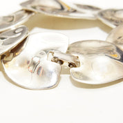 Vintage Abstract Modernist Chunky Silver Link Bracelet, Articulated Liquid Metal Bracelet, Graduated Links, Funky Jewelry, 8"-8 1/2" L