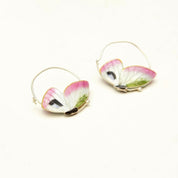 Vintage Guilloche Enamel Silver Butterfly Hoop Earrings, Cute Butterfly Hoops, Art Deco Style, Elegant Silver Earrings, 1 1/8" L