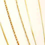 Vintage 14K Gold Chains, Thin Yellow Gold Box/Rope/Wheat/Serpentine Link Chains, Unisex, 585 Pendant Chain Necklaces, 15 3/4" - 24"