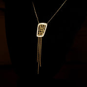 Vintage Abstract Modernist Sterling Silver Gold Wire Tassel Pendant Necklace, 16 1/2" L