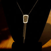 Vintage Abstract Modernist Sterling Silver Gold Wire Tassel Pendant Necklace, 16 1/2" L