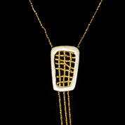 Vintage Abstract Modernist Sterling Silver Gold Wire Tassel Pendant Necklace, 16 1/2" L