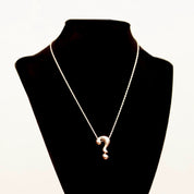 Vintage MINAS 925 Question Mark Necklace, Polished Sterling Silver Question Symbol Pendant, 1mm Boston Link Chain, Cute Choker, 16 1/4" L