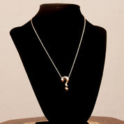 Vintage MINAS 925 Question Mark Necklace, Polished Sterling Silver Question Symbol Pendant, 1mm Boston Link Chain, Cute Choker, 16 1/4" L