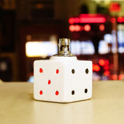 Vintage Ceramic Dice Table Lighter, Hollow 6-Sided Die, Refillable Butane Cartridge, Working Condition, 2 3/8" H