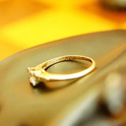 Vintage 1940's Art Deco 14K Brilliant Diamond Engagement Ring, .5 CT Center Stone, Diamond Accented Yellow Gold Band, 585, Size 7 US