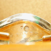 Vintage TAXCO Modernist Chunk Silver Inlay Cuff Bracelet, Amber Resin Inlay, Silver Dot Details, Wide Silver Cuff, Solid 925 Cuff, 5 1/4" L