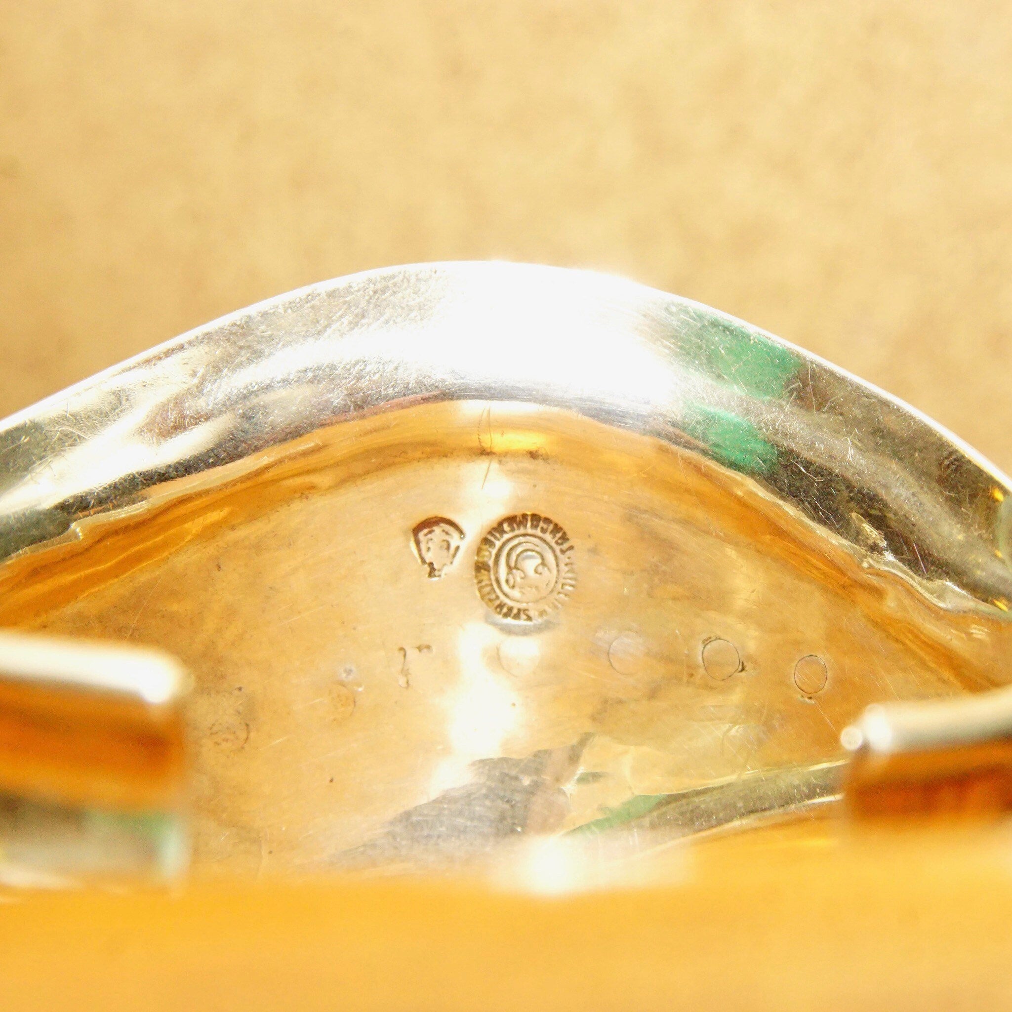 Vintage TAXCO Modernist Chunk Silver Inlay Cuff Bracelet, Amber Resin Inlay, Silver Dot Details, Wide Silver Cuff, Solid 925 Cuff, 5 1/4" L
