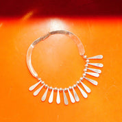 Vintage TAXCO Sterling Silver Festoon Necklace, Heavy Silver Teardrop & Bead Fringe Collar, 925 Mexico T5-79, Bohemian Modernist, 16" L