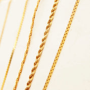 Vintage 14K Gold Chains, Thin Yellow Gold Box/Rope/Wheat/Serpentine Link Chains, Unisex, 585 Pendant Chain Necklaces, 15 3/4" - 24"