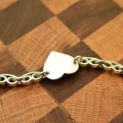 Sterling Silver Heart Tag Collar Necklace, Solid Scroll Links & Toggle Clasp, Tiffany Style, Taxco Jewelry, 18"