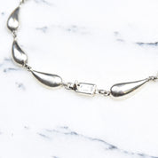Vintage Mexican Sterling Silver Teardrop Link Necklace, Heavy/Chunky Chain Necklace, Polished Silver Links, TAXCO 925, 18" L