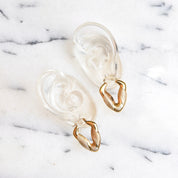 14K Puffed V-Hoops, Line Textured Yellow Gold Chevron Earrings, Hinged Ear Wire, S/M Size, 1 3/8" L
