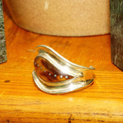 Vintage TAXCO Modernist Chunk Silver Inlay Cuff Bracelet, Amber Resin Inlay, Silver Dot Details, Wide Silver Cuff, Solid 925 Cuff, 5 1/4" L