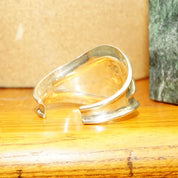 Vintage TAXCO Modernist Chunk Silver Inlay Cuff Bracelet, Amber Resin Inlay, Silver Dot Details, Wide Silver Cuff, Solid 925 Cuff, 5 1/4" L
