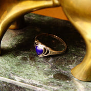 Vintage Sterling Silver Lapis Lazuli Heart Ring, Cut-Out Setting, Heart-Shaped Inlay Ring, Cobalt Blue Gemstone, Promise Ring, Size 8 1/2 US