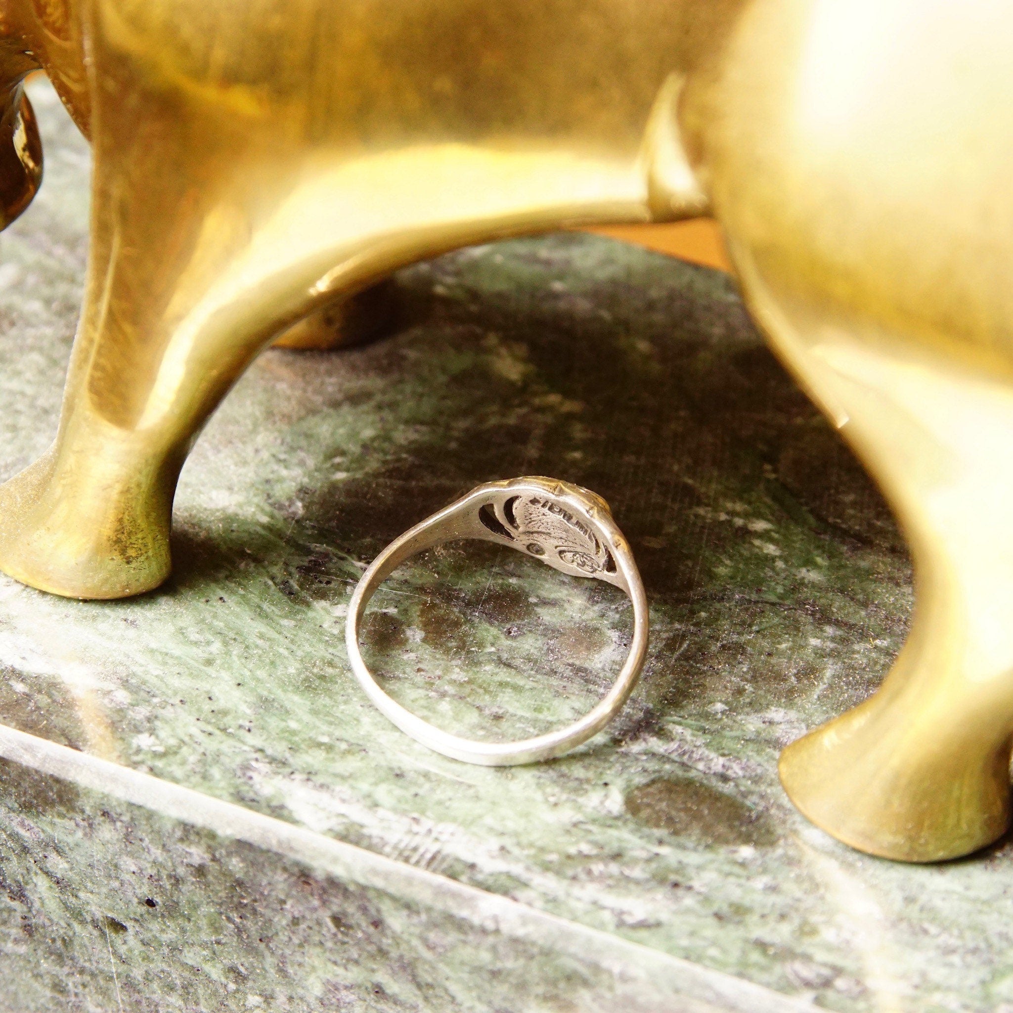 Vintage Sterling Silver Lapis Lazuli Heart Ring, Cut-Out Setting, Heart-Shaped Inlay Ring, Cobalt Blue Gemstone, Promise Ring, Size 8 1/2 US