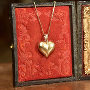 Vintage Puffed 14K Yellow Gold Heart Charm, Dainty Yellow Gold Heart Pendant, Accent Gold Hoop Earring Charm, Cute 585 Accessories, 3/4"